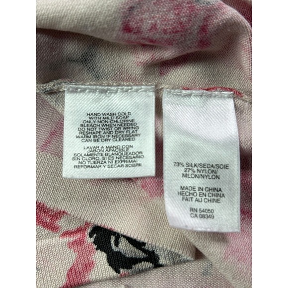 Jones New York Signature Tank Top Womens L Silk Pink Multicolor Floral Shirt - Picture 5 of 5
